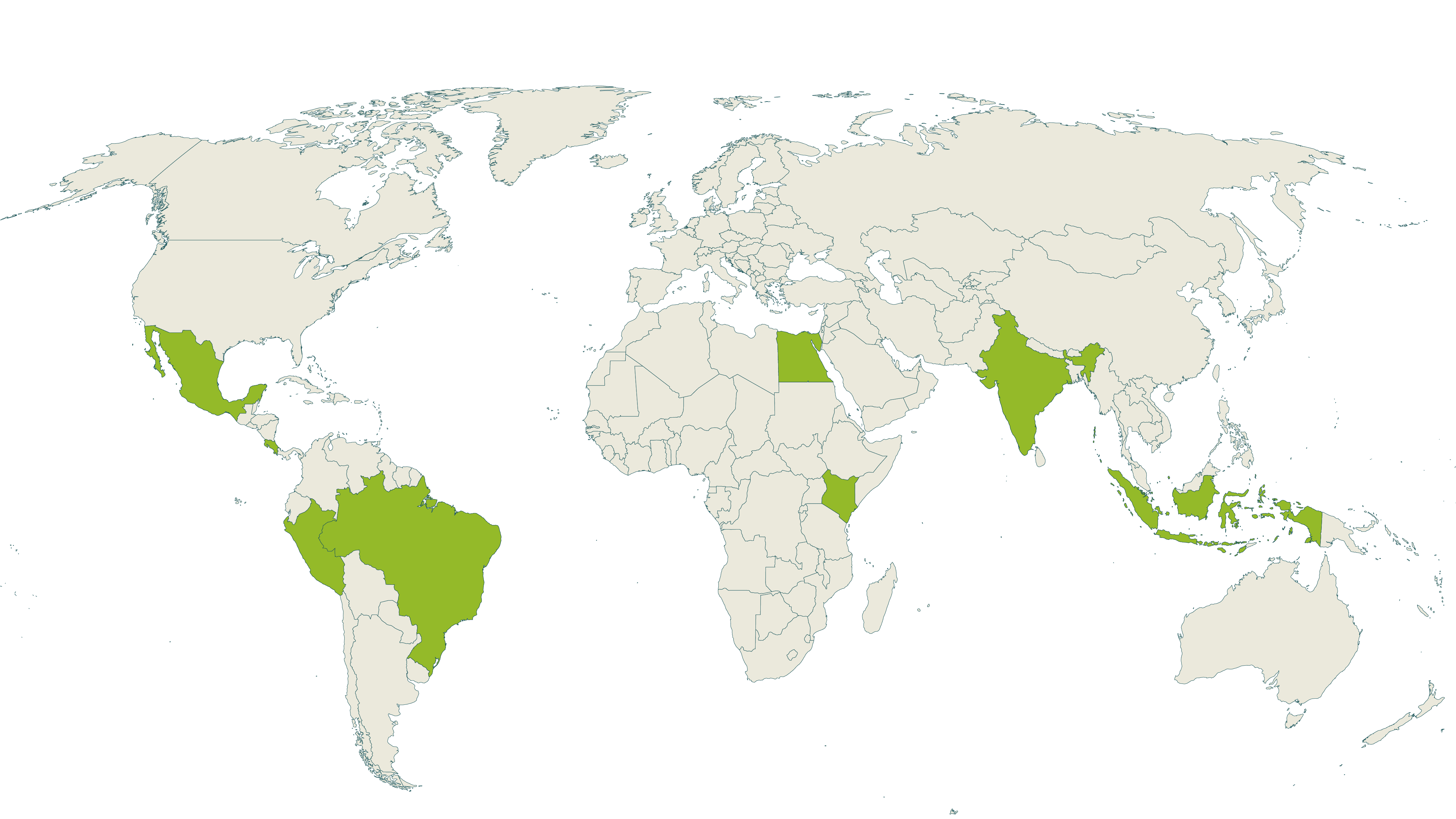 Map of current Rainforest Alliance certified vegetables farms